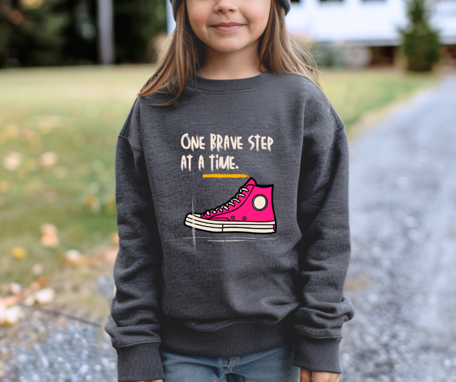 One Brave Step at a Time | Youth crewneck sweatshirt