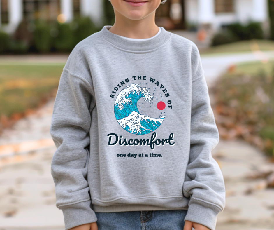 Riding the Wave of Discomfort | Youth crewneck sweatshirt