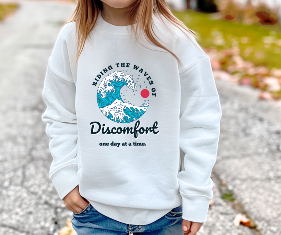Riding the Wave of Discomfort | Youth crewneck sweatshirt