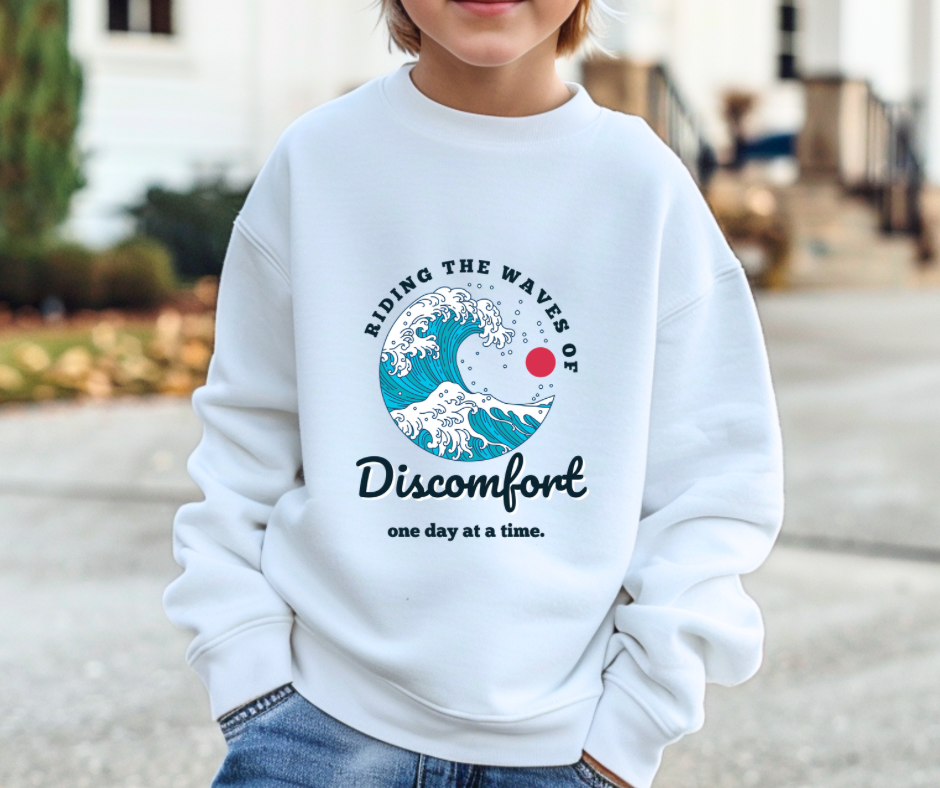 Riding the Wave of Discomfort | Youth crewneck sweatshirt