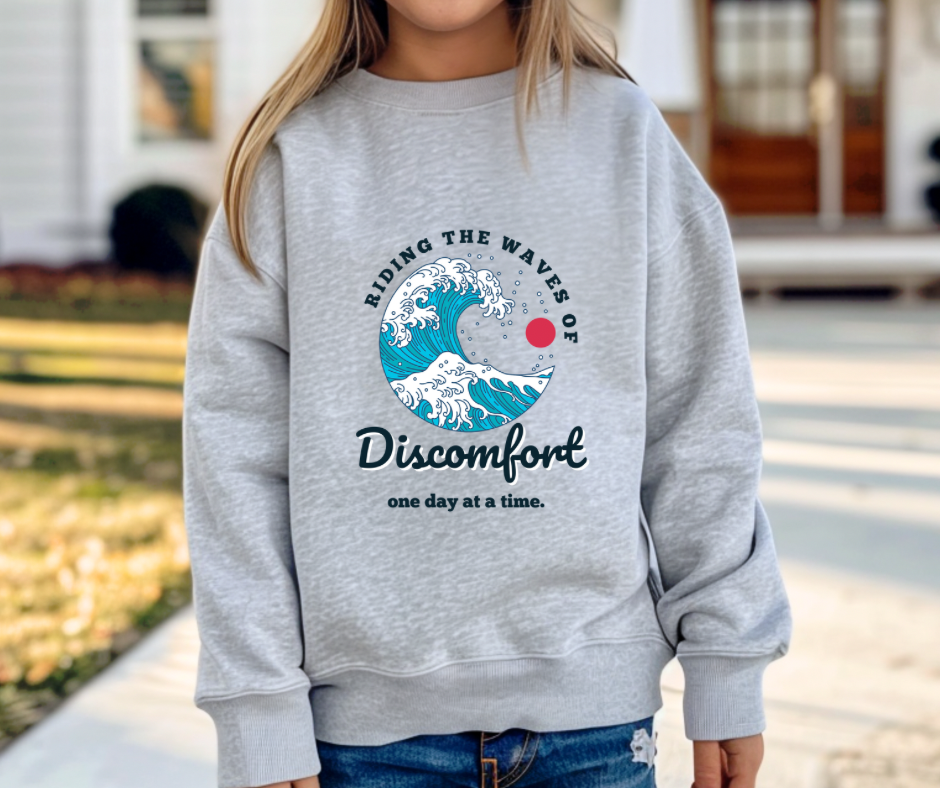 Riding the Wave of Discomfort | Youth crewneck sweatshirt