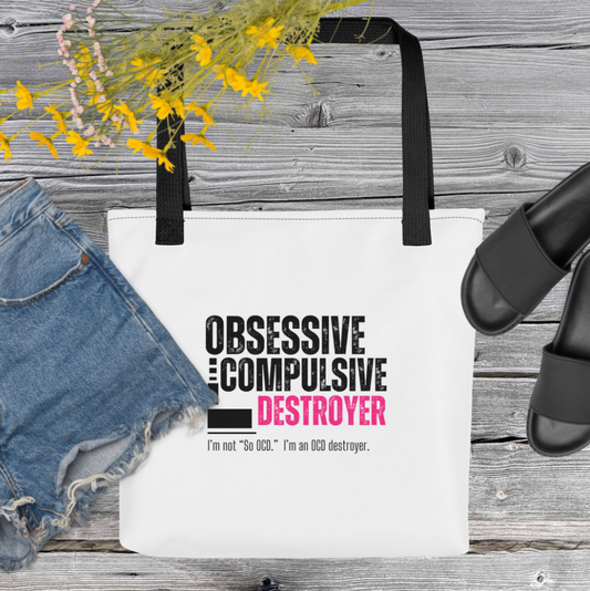 Obessive Compulsive Destroyer Tote bag